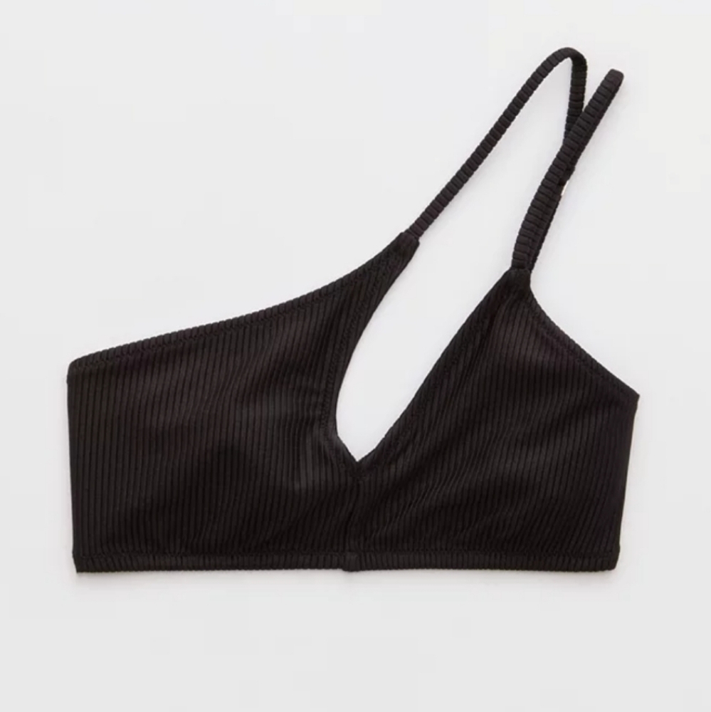 NWT Aerie Shine Rib One Shoulder Bandeau Bikini Top